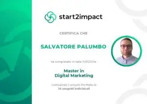 Attestato di Start2Impact Master in Digital Marketing